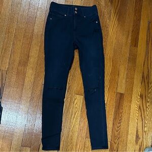 Express Stylish Dark Denim Distressed Jeans